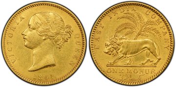 ブリティッシュインディア1841年 モハー金貨 PCGS MS61の画像
