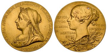 イギリス1897年ヴィクトリア戴冠60年大型金メダル NGC MS61の画像