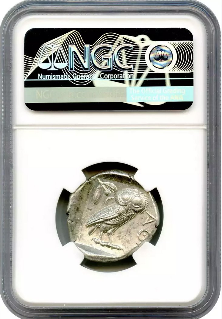 古代ギリシャ テトラドラクマ銀貨フクロウNGC MS 4//5 4/5の画像