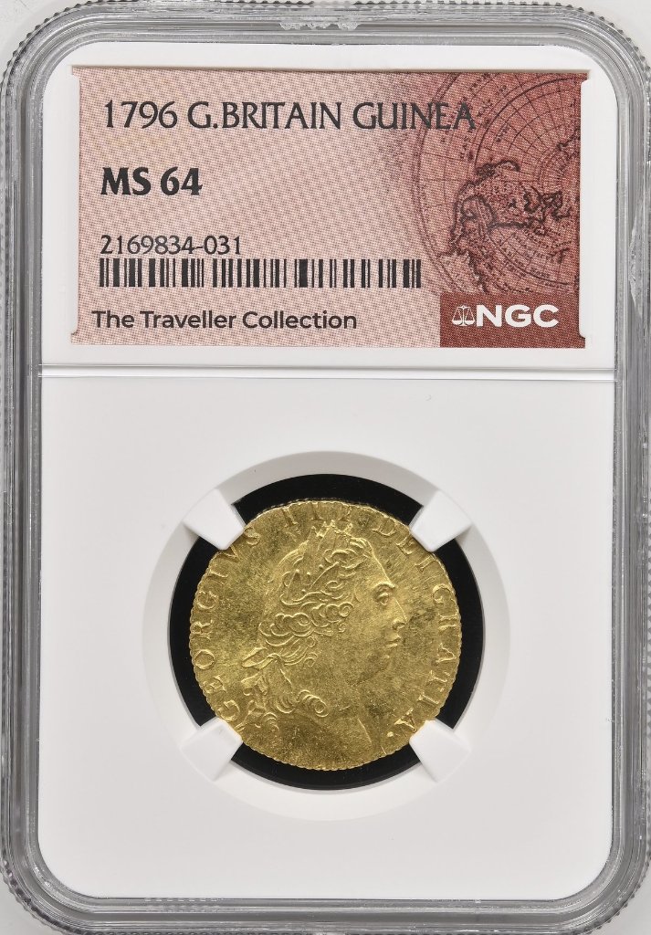イギリス1796年ジョージ3世ギニー金貨 NGC MS64 最高鑑定の画像