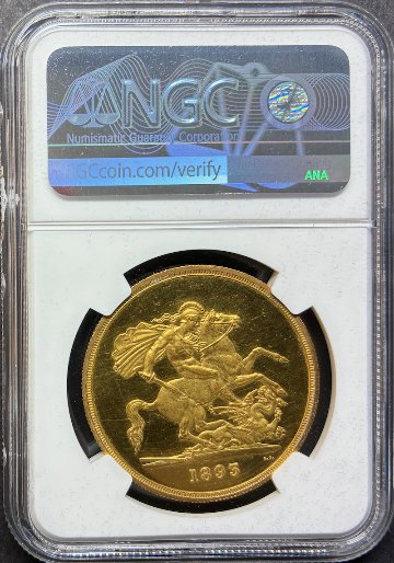 イギリス1893年ヴィクトリア5ポンド金貨 NGC PF62CAMの画像