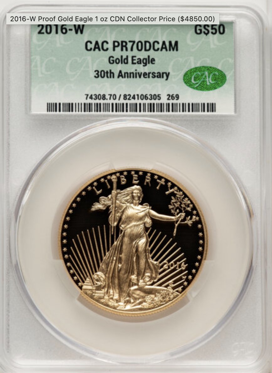 アメリカ2016年プルーフ ゴールドイーグル50ドル金貨PCGS PR70DCAM/CACの画像