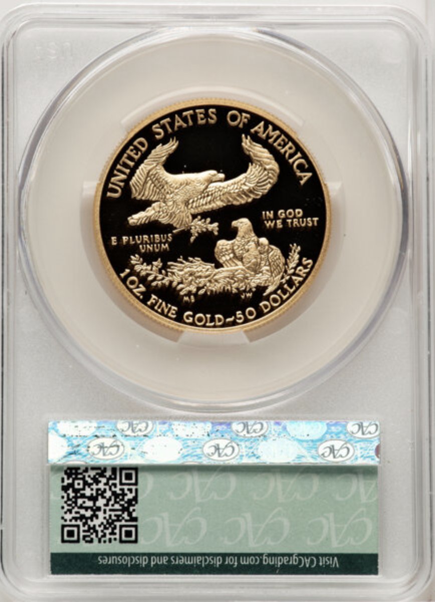 アメリカ2016年プルーフ ゴールドイーグル50ドル金貨PCGS PR70DCAM/CACの画像