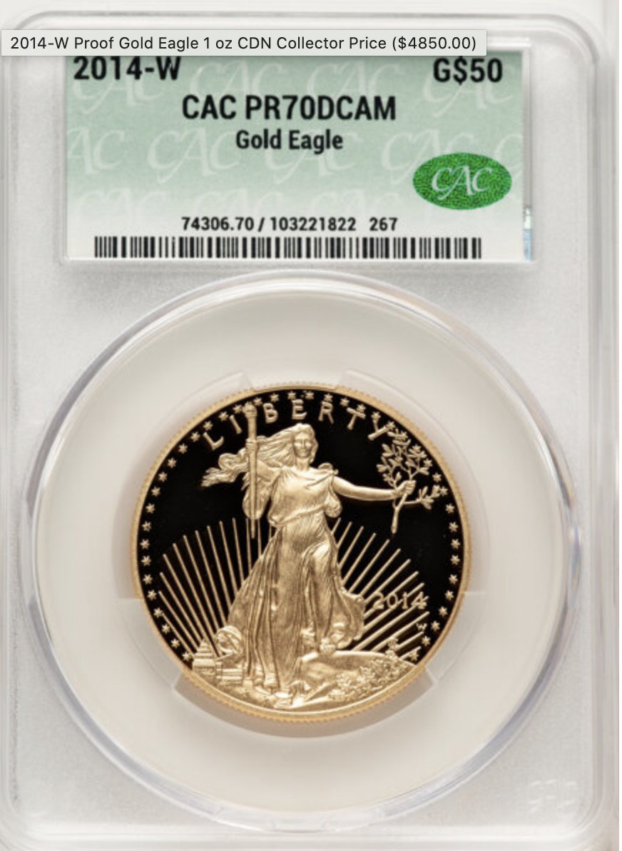 アメリカ2014年プルーフ ゴールドイーグル50ドル金貨PCGS PR70DCAM/CACの画像