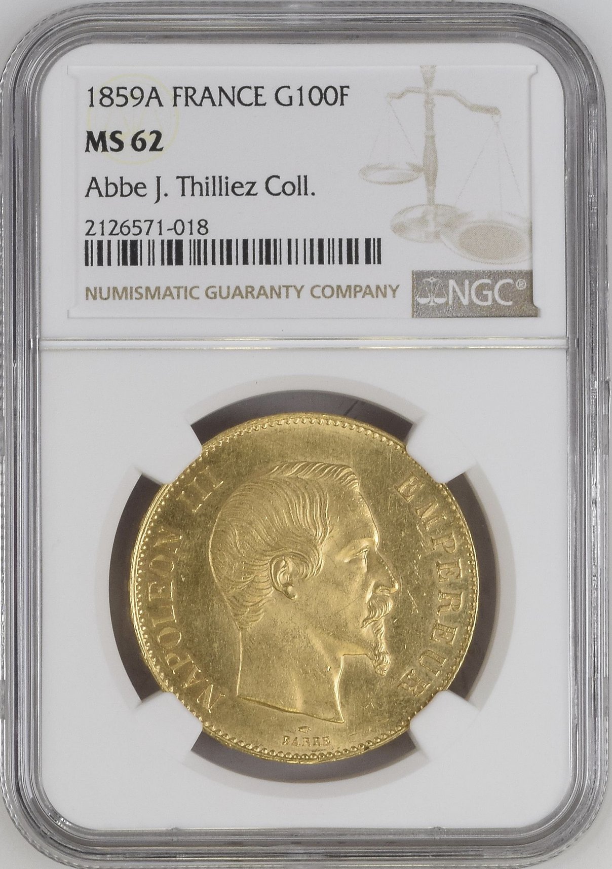 NGC VF30】1856年 フランス 無冠 ナポレオン3世 5フラン 銀貨 フランス