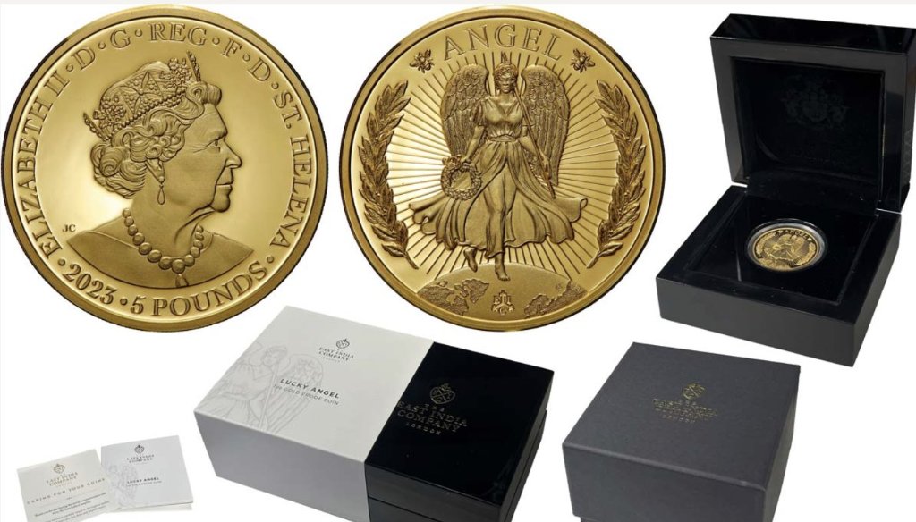 St.ヘレナ2023年エンジェル5ポンド 1オンス金貨 地金価格の画像