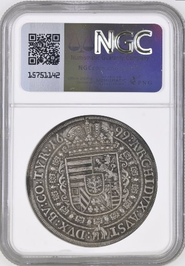 オーストリア1699年レオポルト1世ターラー銀貨NGC AU58の画像