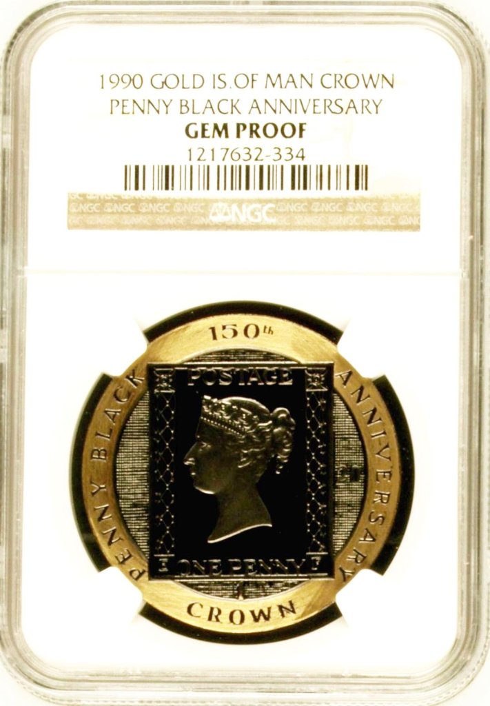イギリス マン島1990年ペニーブラック1クラウン金貨 Gem Proofの画像