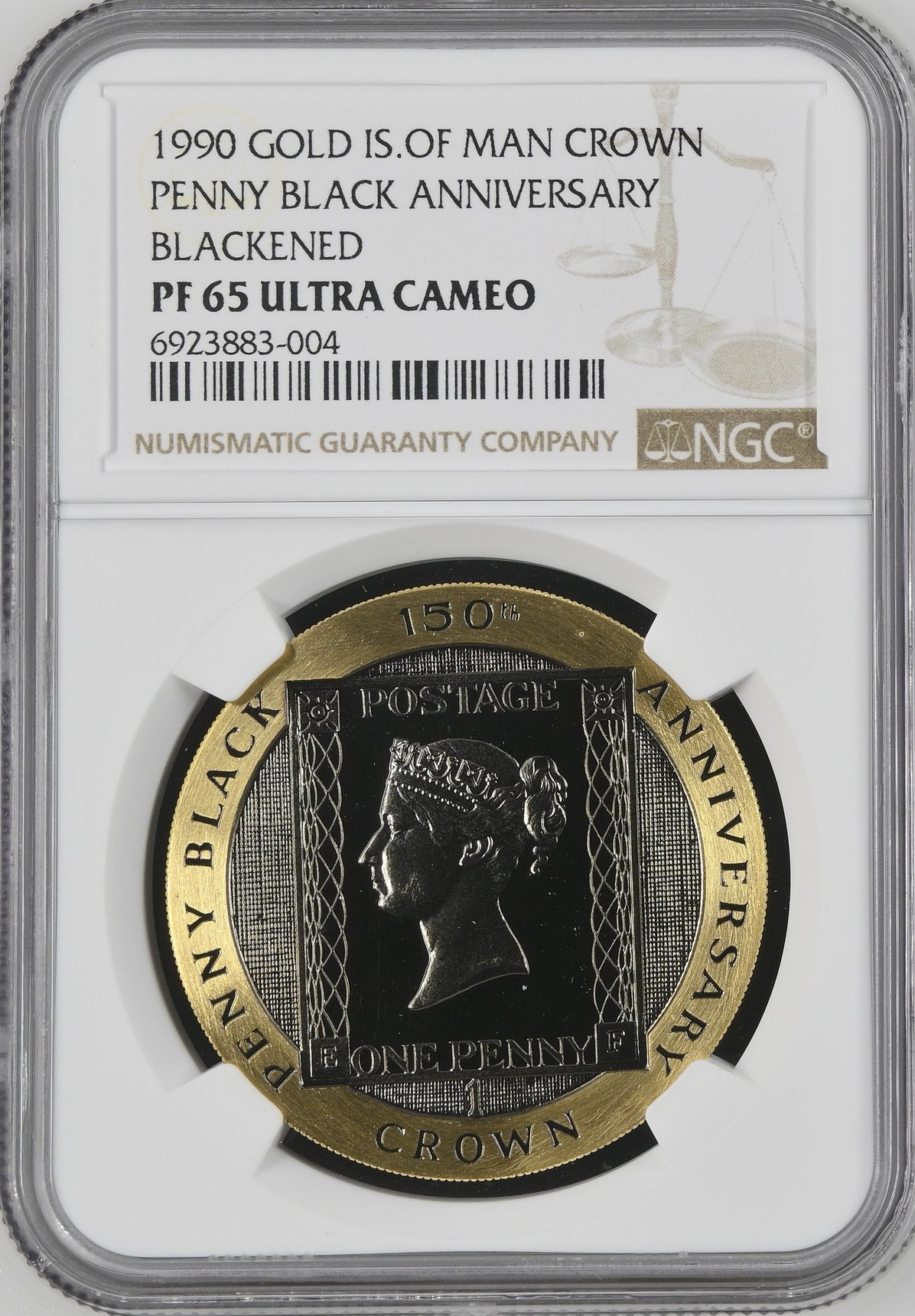 イギリス マン島1990年ペニーブラック1クラウン金貨 NGC PF65UCAM