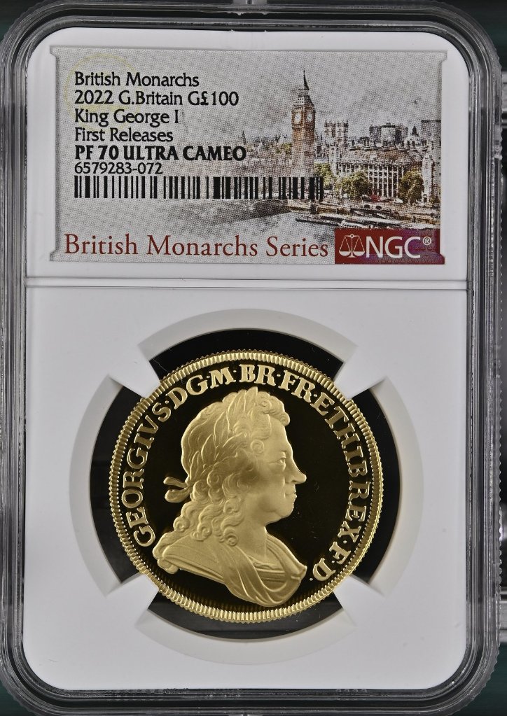 イギリス2022年ジョージ1世100ポンド金貨 NGC PF70 UCAMの画像