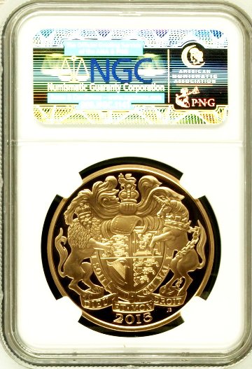 イギリス2013年エリザベス戴冠1985-1997肖像5ポンド金貨NGCPF70UCAM 148枚発行の画像