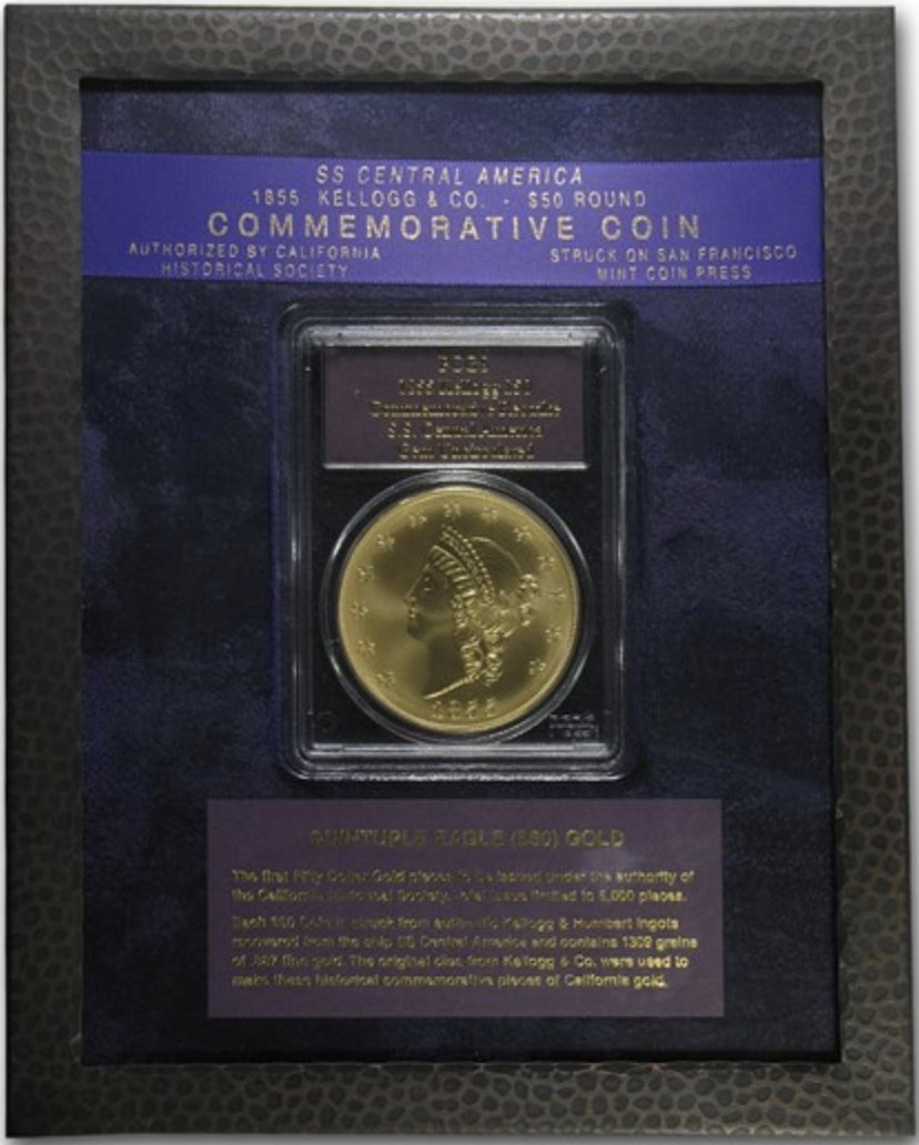 アメリカ1855年/2001年ケロッグ リストライク大型50ドル金貨 の画像