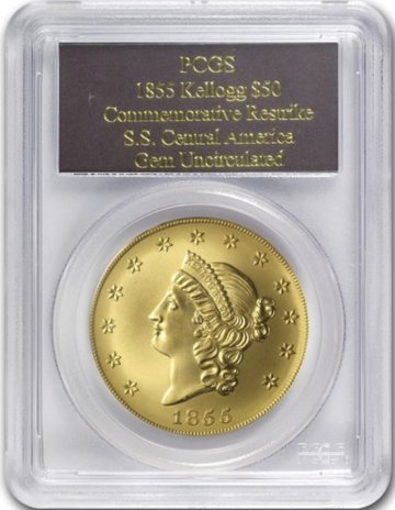 アメリカ1855年/2001年ケロッグ リストライク大型50ドル金貨 の画像