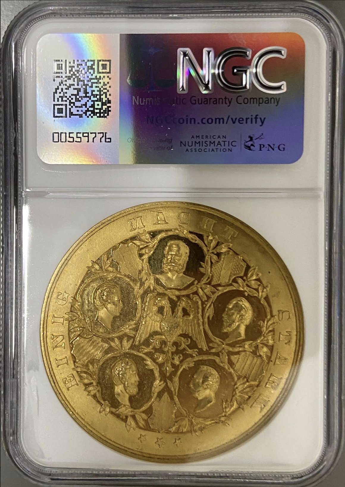 ドイツ プロイセン1870年16ダカット大型ゴールドメダル NGC MS61 DPLの画像