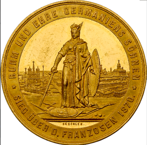 ドイツ プロイセン1870年16ダカット大型ゴールドメダル NGC MS61 DPLの画像