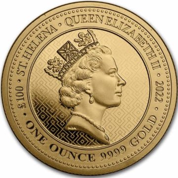 セントヘレナ2022年女王の美徳 1オンス100ポンド金貨 の画像