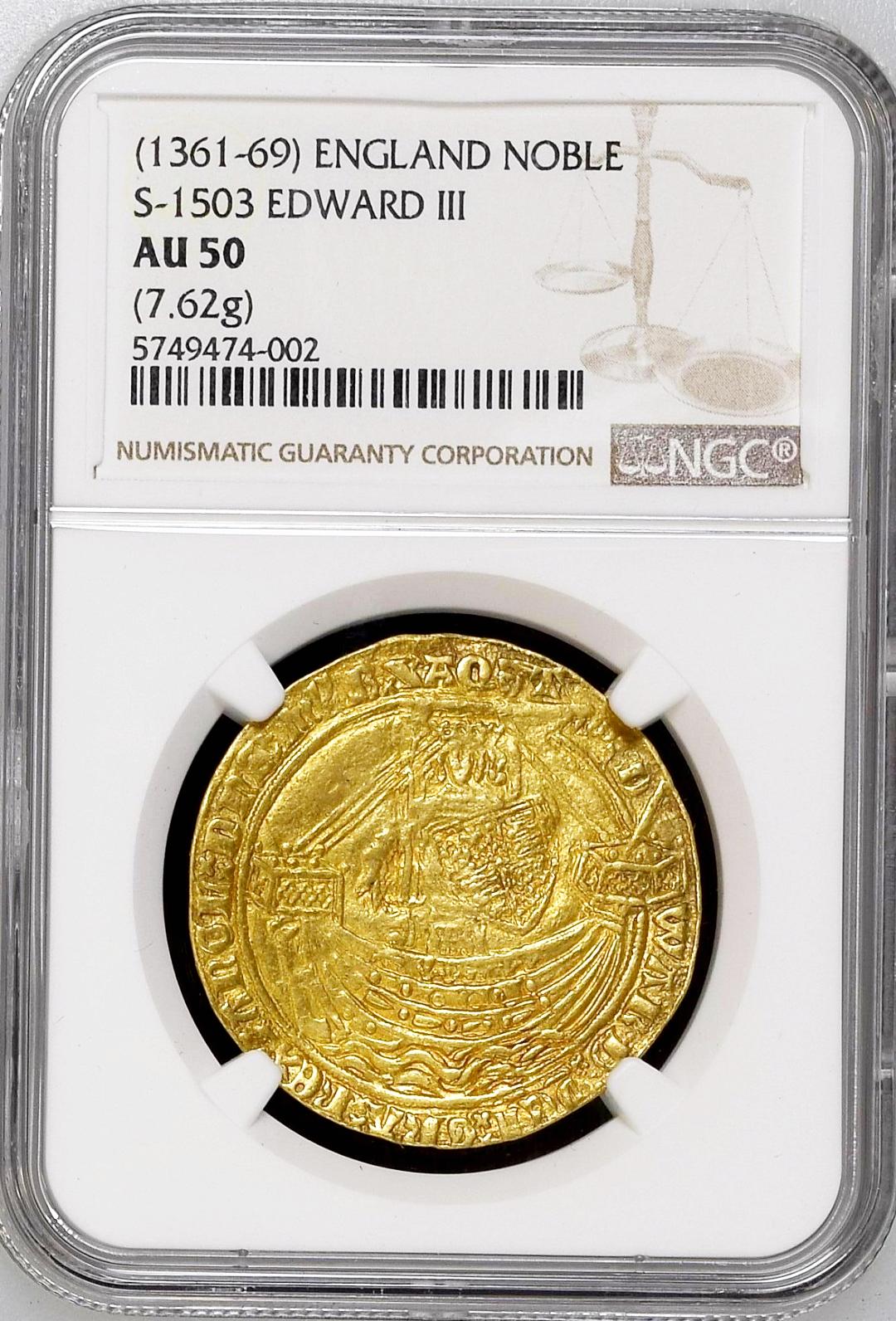 イギリス1361年エドワード3世ノーブル金貨AU50の画像