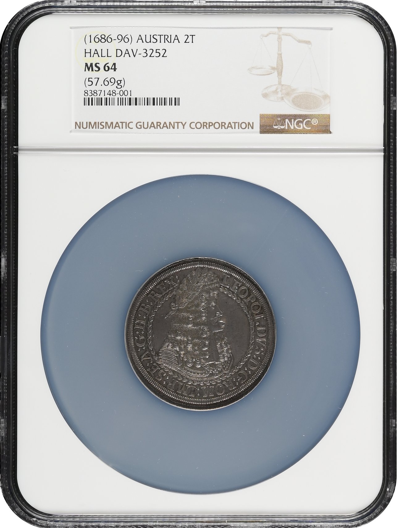 オーストリア1686年レオポルト1世 2ターラー銀貨NGC MS64の画像