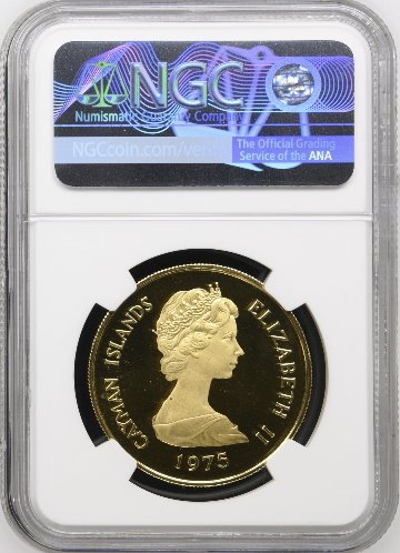 イギリス領ケイマン諸島1975年ファイブクイーンズ100ドル金貨 NGC PF69 UCAMの画像