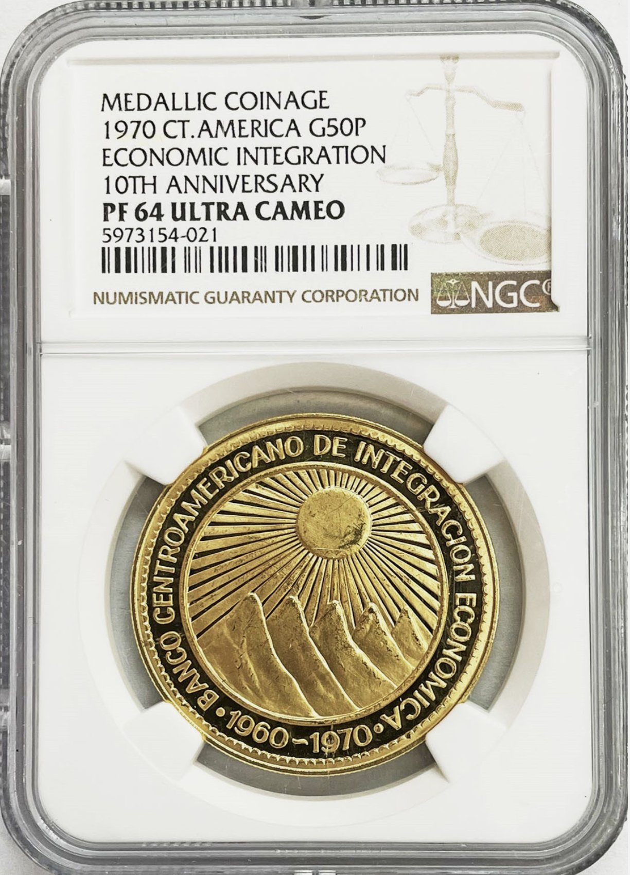 セントラルアメリカ共和国50ペソ金貨NGCPF64UCAM