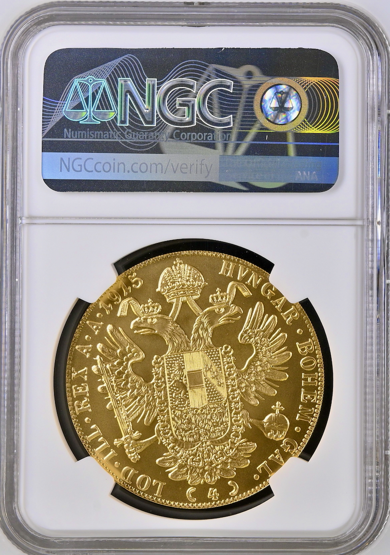 オーストリア1915/2024年4ダカット金貨 NGC MS69の画像