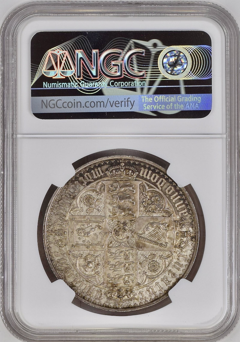 イギリス1847年ゴシッククラウン銀貨NGC PF64の画像