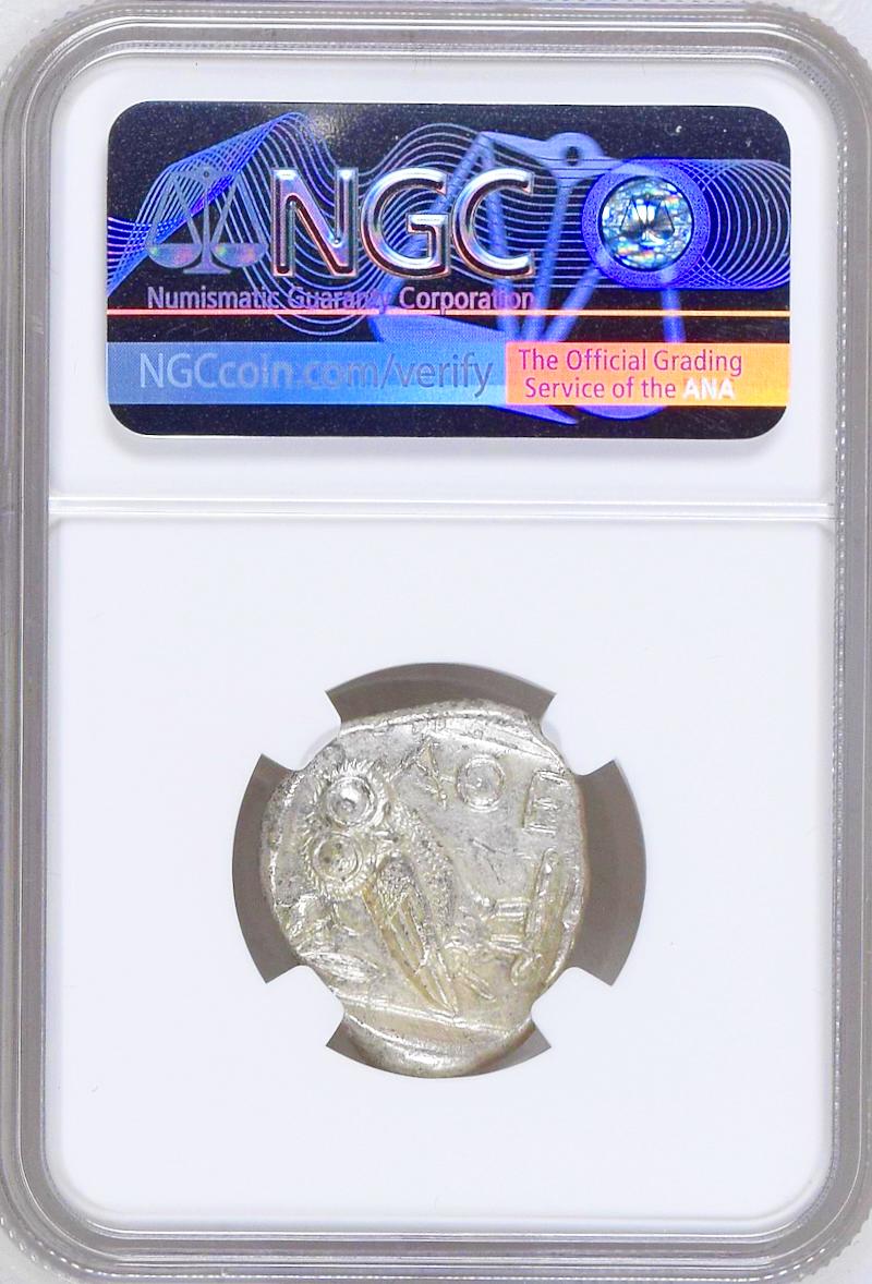 古代ギリシャアッティカアテネBC440テトラドラクマ銀貨フクロウNGC MS 4/4の画像