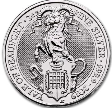 イギリスロイヤルミントクイーンズビースト2オンス銀貨10枚セットの画像