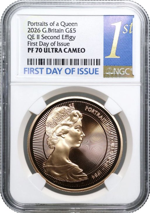 イギリス2026年ヤングヤングエリザベス5ポンド金貨NGC PF70UCAM の画像