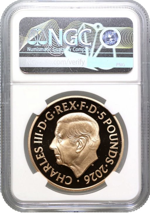 イギリス2026年ヤングエリザベス5ポンド金貨NGC PF70UCAM の画像