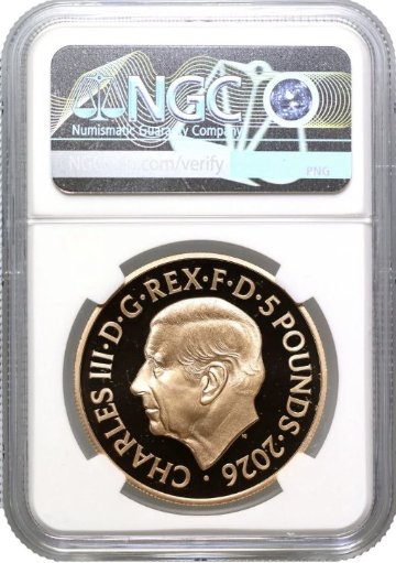 イギリス2026年ヤングエリザベス5ポンド金貨NGC PF70UCAM の画像