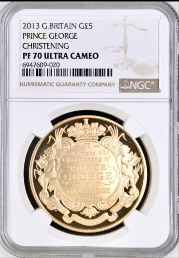 イギリス2013年ジョージ洗礼5ポンド金貨 NGC PF70 UCAMの画像