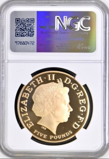 イギリス2013年ジョージ洗礼5ポンド金貨 NGC PF70 UCAMの画像