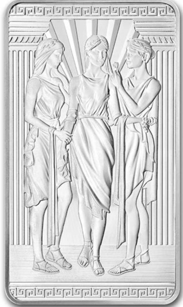 ロイヤルミントスリーグレイセス100オンスシルバーバーの画像