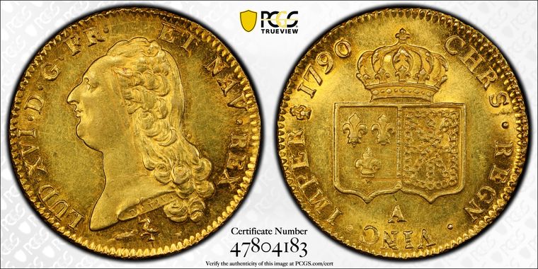 フランス1790年2ルイドール金貨 PCGS MS63 最高鑑定の画像