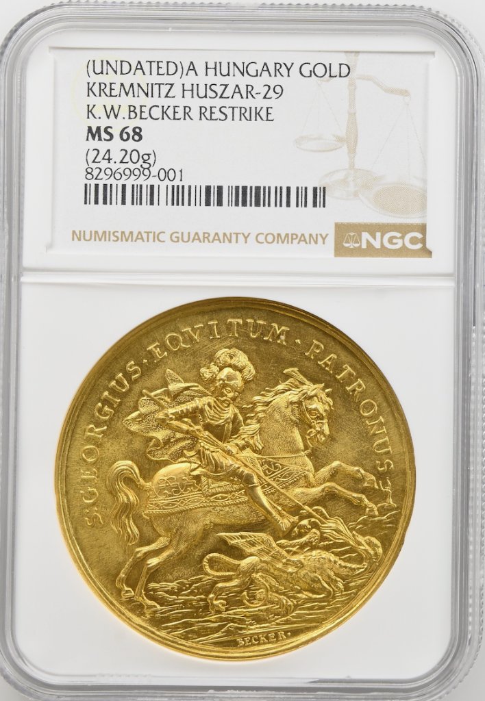 ハンガリー（1820年）テンペスト7ダカット金メダルNGC MS68の画像
