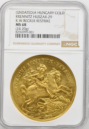 ハンガリー（1820年）テンペスト7ダカット金メダルNGC MS68の画像