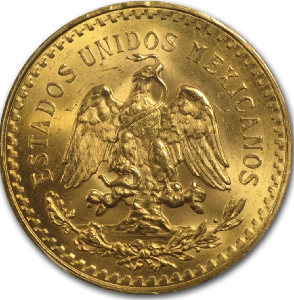 メキシコ1946年50ペソ金貨PCGS MS65の画像