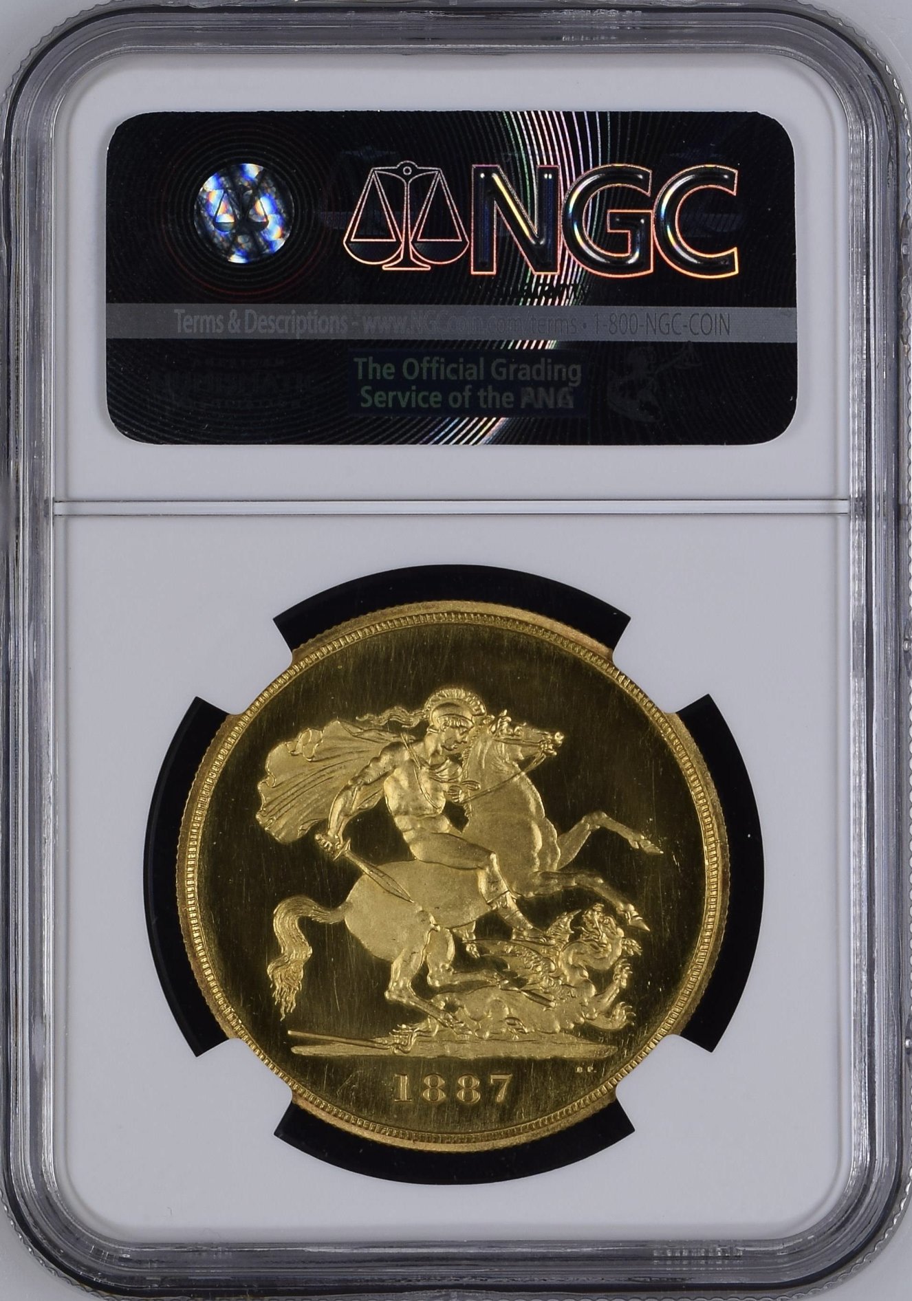イギリス1887年ヴィクトリアジュビリー5ポンド金貨NGC PF63✭ UCAMの画像