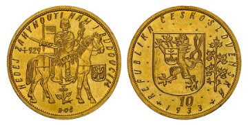チェコ1933年10ダカットMS62の画像