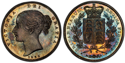 イギリス1839年ヴィクトリアクラウン銀貨PCGS PR64の画像