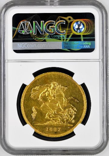 イギリス1887年ヴィクトリア5ポンド金貨NGC MS62の画像