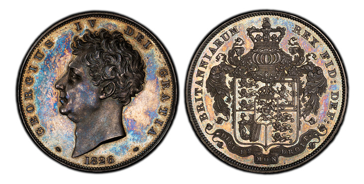 イギリス1826年ジョージ4世クラウン銀貨PCGS PR 64の画像