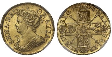 イギリス1714年アン 1ギニー金貨NGC MS64 準最高鑑定の画像
