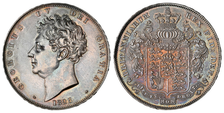 イギリス1826年ジョージ4世プルーフクラウン銀貨 NGC PF61の画像