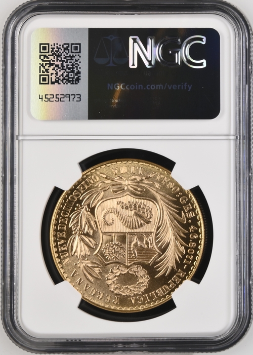 ペルー1964年100ソル金貨 NGC MS65の画像
