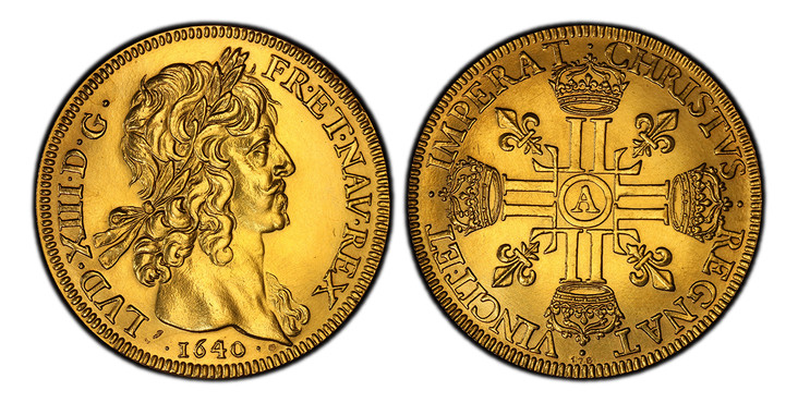 フランス1640年/1972年ルイ13世10ルイドール金貨 PCGS MS66の画像