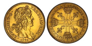 フランス1640年/1972年ルイ13世10ルイドール金貨 PCGS MS66の画像