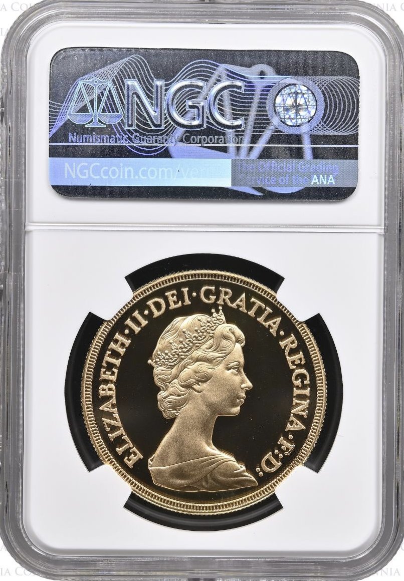 イギリス1982年エリザベス5ポンド金貨NGC PF 69UCAMの画像