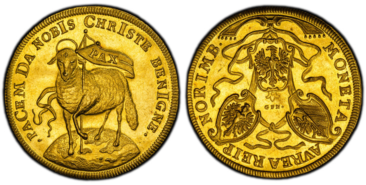 ドイツニュルンベルク1703年 3ダカットラム金貨 PCGS MS61の画像